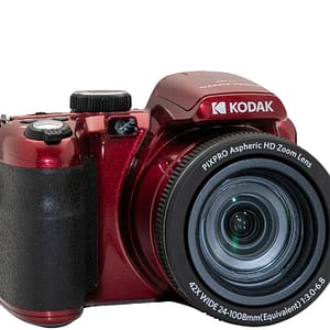 KODAK Pixpro Astro Zoom AZ425 – Fotocamera digitale bridge, zoom ottico 42X, grandangolo 24 mm, 20 megapixel, 3 LCD, video Full HD 1080p, batteria agli ioni di litio – Rosso – nuovo