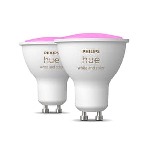 Confezione da 2 lampadine Philips Hue White e Color Ambiance GU10 collegate – nuovo