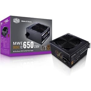 COOLER MASTER MWE Bronze 650W V2 – Alimentatore 650W – 230V (certificato 80 Plus Bronze 5 anni di garanzia) Cavi neri piatti – nuovo