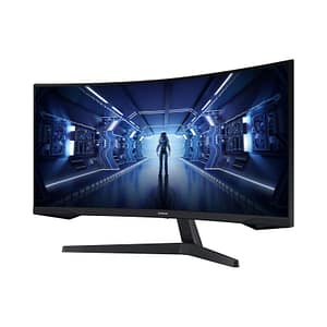 Samsung monitor gaming odyssey g5 (c34g55), curvo (1000r), 34“, 3440×1440 (ultra wqhd), 21:9, hdr10, va, 165 hz, 1 ms, freesync premium, hdmi, display port, ingresso audio, pbp, flicker free