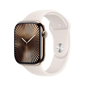 Apple watch series 10 gps + cellular 4g 46mm cassa in titanio oro cinturino sport starlight – m/l