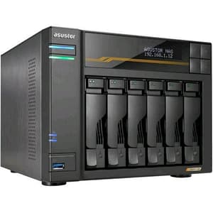Asustor lockerstor 6 gen3 as6806t nas 6 baie amd ryzen quad-core 2.3 ghz, 16gb ram ecc ddr5, 4 m.2 nvme slots, 2 5gbe & 2 10gbe port, usb4 type-c, network attached storage (senza dischi)