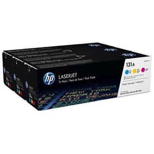 Hp 131a pack 3 confezioni toner multicolor (ciano+giallo+magenta) per stampanti hp laserjet garanzia italia
