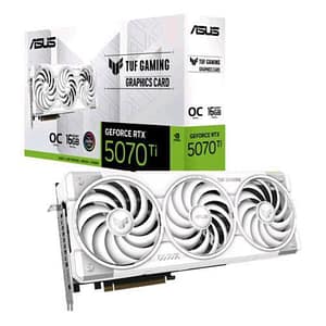 Asus tuf gaming tuf-rtx5070ti-o16g-white-gaming nvidia geforce rtx 5070 ti 16 gb gddr7 triple fan pci express 5.0 – 2 x hdmi 3 x displayport