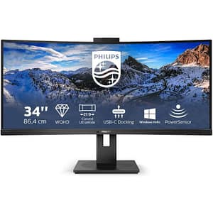 Philips monitor curvo 34 led va 21:9 3440×1440 500 cd/m, dp/hdmi, usb-c, webcam, altezza, multimediale