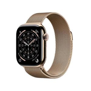 Apple watch series 11 gps + cellular 5g 42mm cassa titanio oro con loop in maglia milanese oro