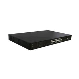 Level one fgp-2031 switch di rete non gestito form rack 1u 16 porte rj 45 10/100 mbps 2 slot sfp supporto poe black