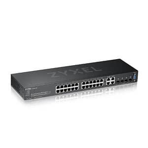 Zyxel switch managed layer 3 lite, 24x gb, 4 sfp, fanless desktop/rack, nflex