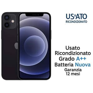 Apple refurbished iphone 12 mini 256gb ricond. black grado a++ garanzia 1y batt.nuova