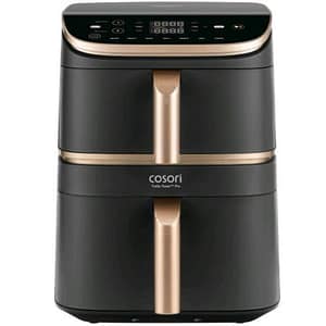 Cosori turbo tower pro friggitrice ad aria 10.8 lt 2630w doppio cestello tecnologia dual blaze 7 funzioni in 1 nero oro