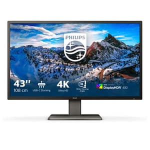 Philips monitor 42,5 led va 16:9 4k uhd 4ms 400 cdm, dp/hdmi hub usb-c, pivot, multimediale