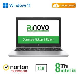 Notebook 650 g5 15.6 intel core i5-8 gen. 8gb 256gb ssd windows 11 pro + norton antivirus + 20gb cloud – ricondizionato – gar. 12 mesi