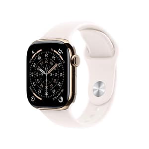 Apple watch series 11 gps + cellular 42mm gold titanium gehäuse mit sport band (light blush) – m/l