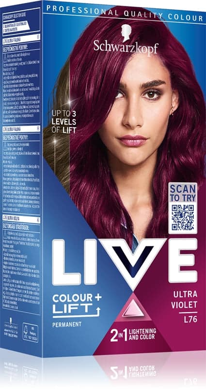 Schwarzkopf LIVE Colour + Lift tinta permanente per capelli colore L76 Ultra Violet