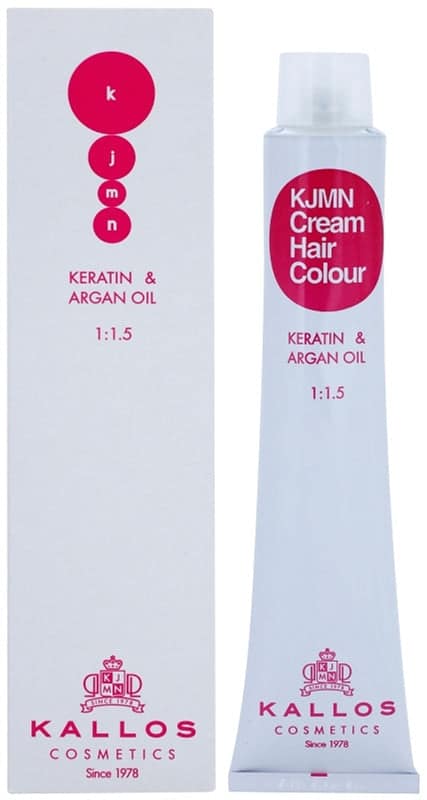 Kallos KJMN Professional Crema tinta per capelli con cheratina e olio di argan colore 7.44 Medium Vivid Copper Blond 100 ml