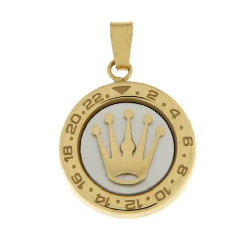 Ciondolo Corona Orologio Oro Bianco Giallo GL102022