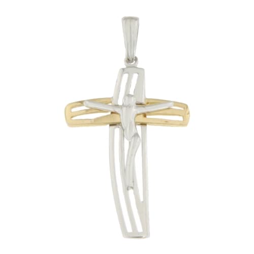 Croce Uomo Oro Giallo Bianco GL100519