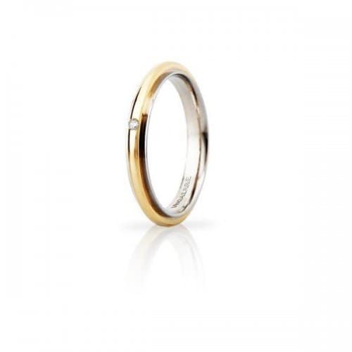 Fede Nuziale UNOAERRE Andromeda Slim con diamante 3mm Oro giallo bianco Brillanti Promesse