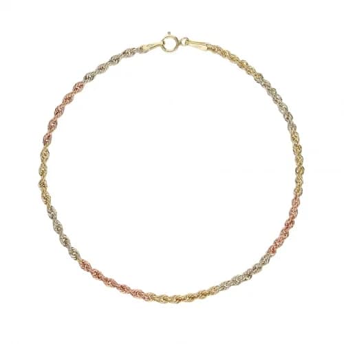 Bracciale Fune Corda Oro Bianco Giallo Rosa 18 KT