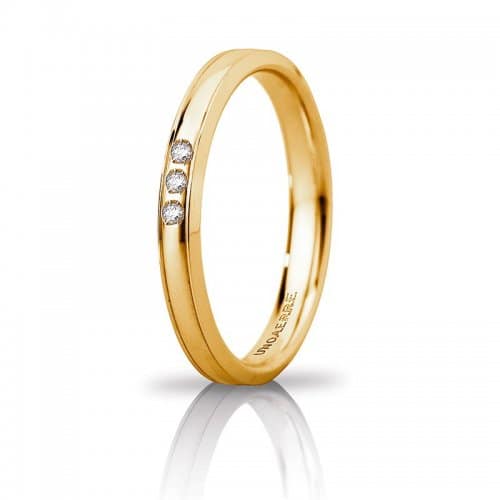 Fede Nuziale Unoaerre Orion slim 3 diamanti Oro giallo Brillanti Promesse
