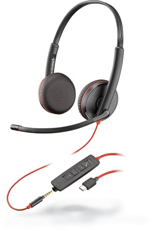 POLY Blackwire C3225 Cuffia cablata per desktop/centro chiamate USB Type-C nero – nuovo