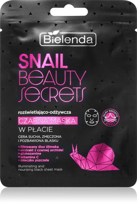 Bielenda Snail Beauty Secrets maschera viso nutriente in tessuto per pelli stanche
