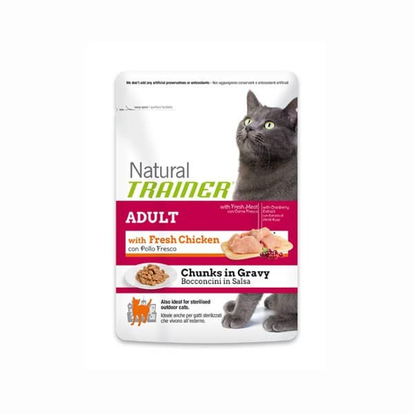 Trainer Natural Umido al Pollo in Busta per Gatti 85gr Peso Confezione 85 g – KIT 12x