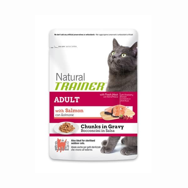 Trainer Natural Umido al Salmone in Busta per Gatti 85gr Peso Confezione 85 g – KIT 12x