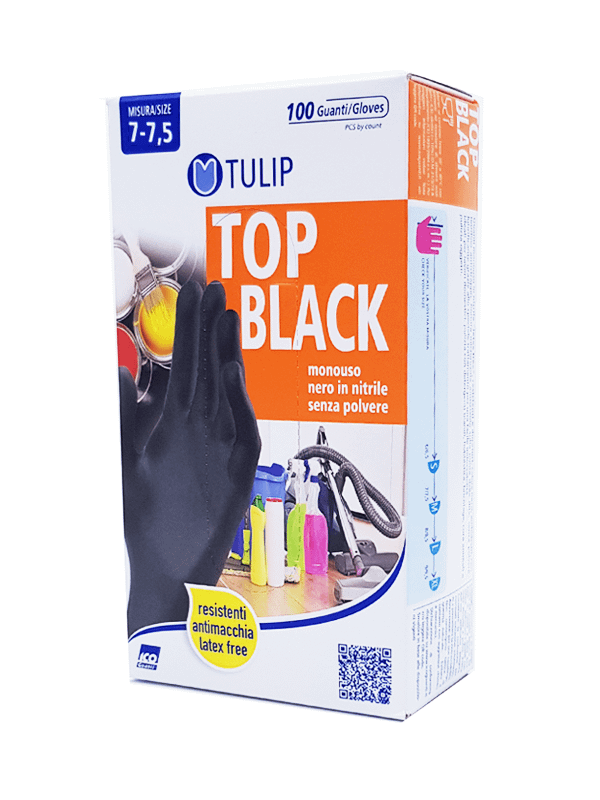 Tulip Guanti Monouso Nitrile Colore Nero - Misura M 100 Paia
