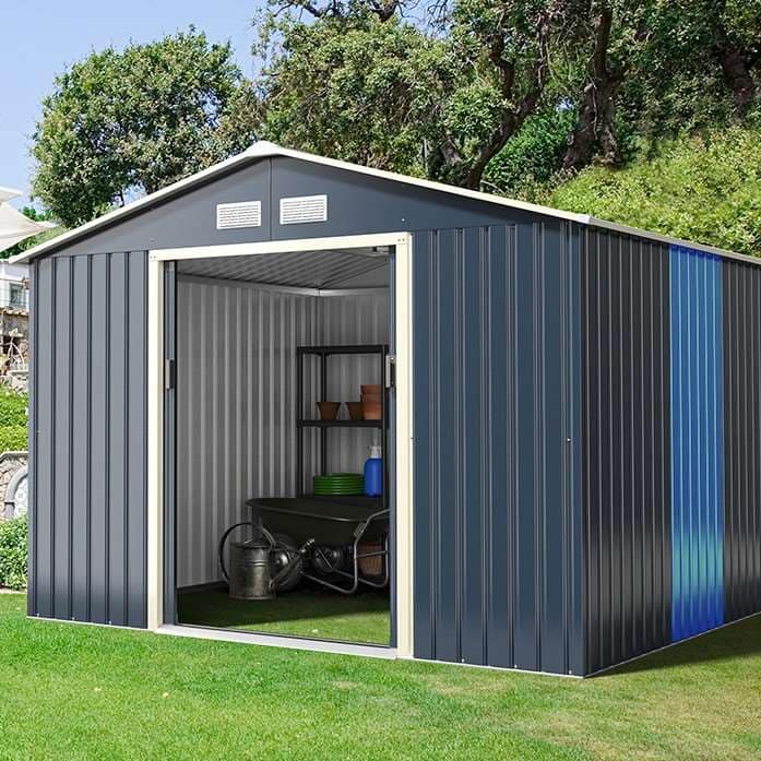 Costway Kit di estensione abbinato per capanno degli attrezzi da giardino, Estensione per casetta organizer 277x64x202cm