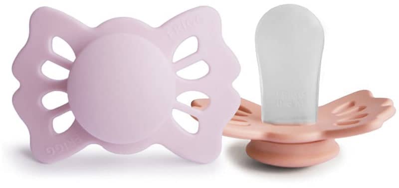 FRIGG Lucky Size 1:0-6 mesi ciuccio Soft Lilac/Pretty in Peach 2 pezzi