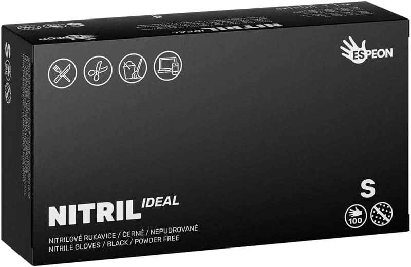 Espeon Nitril Ideal Black guanti in nitrile senza polvere taglia S 100 pezzi