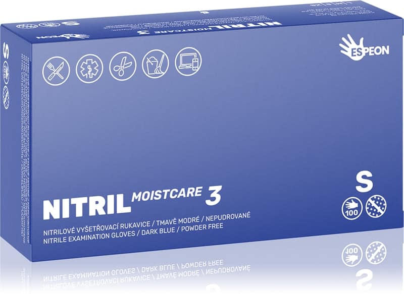 Espeon Nitril Moistcare3 Dark Blue guanti in nitrile senza polvere effetto idratante taglia S 2× 50 pezzi