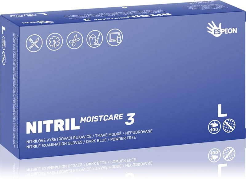 Espeon Nitril Moistcare3 Dark Blue guanti in nitrile senza polvere effetto idratante taglia L 2× 50 pezzi