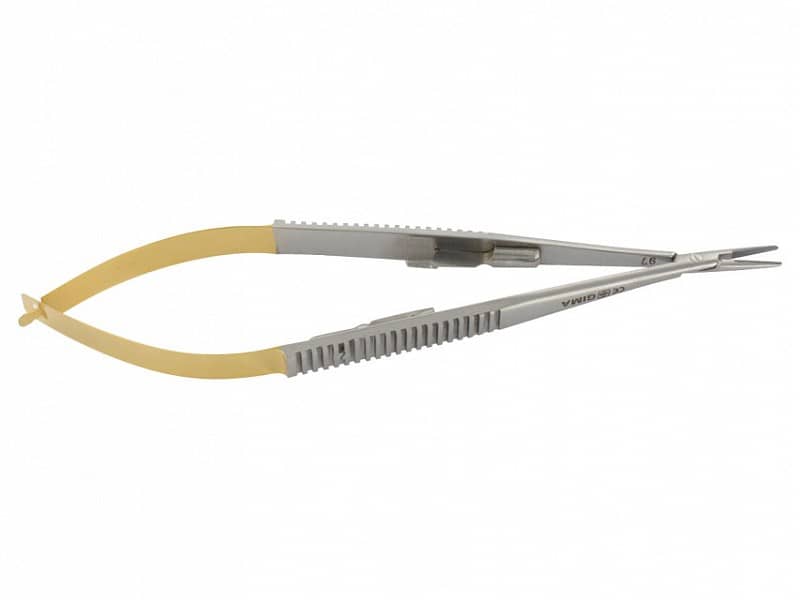 Porta aghi castroviejo c.t. retto - 14 cm - punte lisce