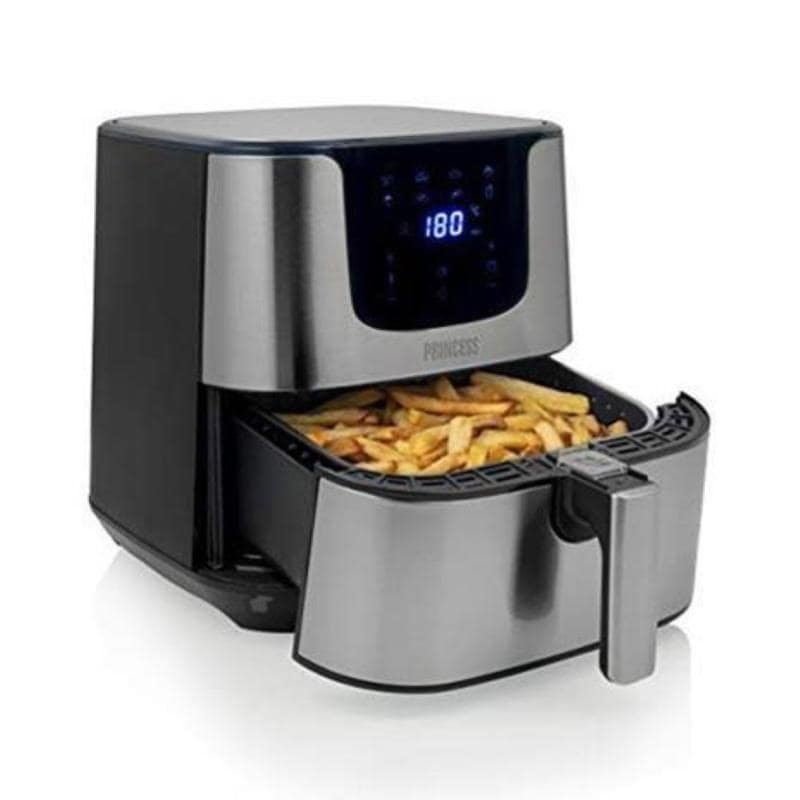 Princess 182060 digital aerofryer deluxe xxl – friggitrice ad aria 5,5 l, 1700 w, 8 programmi preimpostati, display digitale, tecnologia di circolazione dell`aria calda, argento