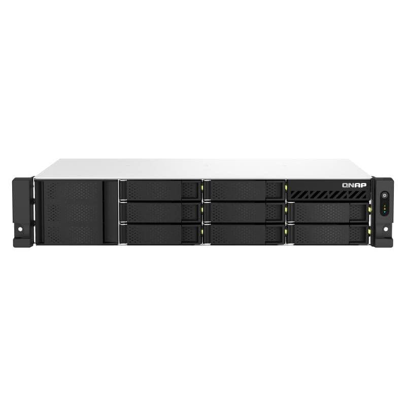 Qnap ts-873au-rp nas chassis rack 2u amd v1500b 2.2ghz ram 4gb-8 bay hdd/ssd 2.5/3.5 black