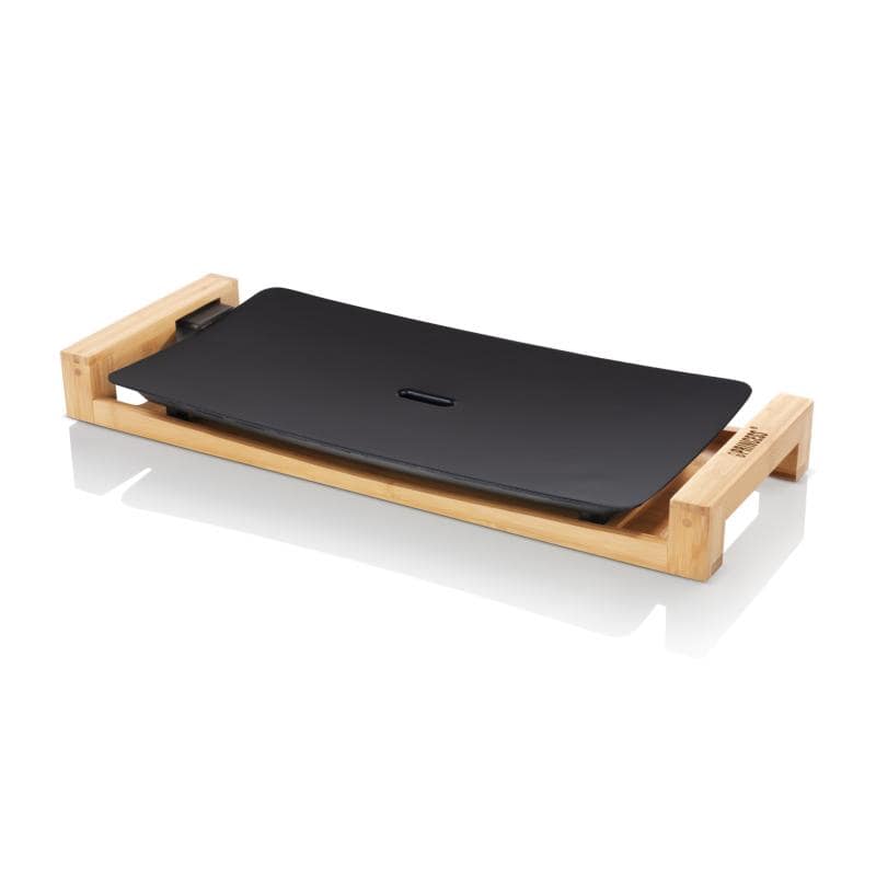 Princess 103026 table chef bistecchiera elettrica da tavolo 2200w piastra in alluminio antiaderente 50×25 cm finitura in bambu` termostato regolabile nero