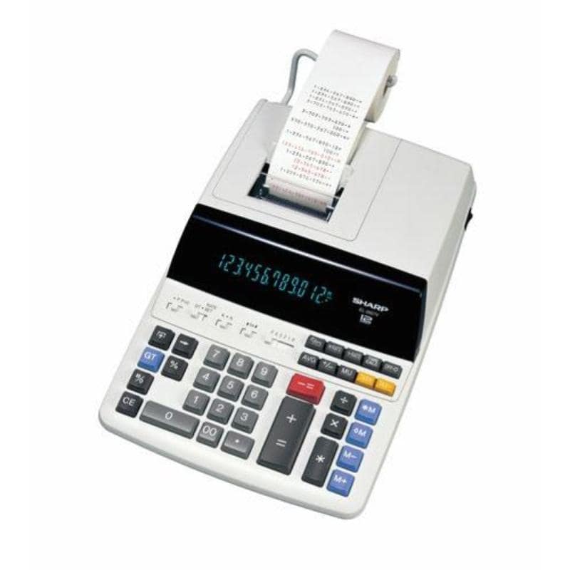 Sharp el-2607v calcolatrice scrivente con rotolo da tavolo 12 cifre spegnimento automatico nero bianco