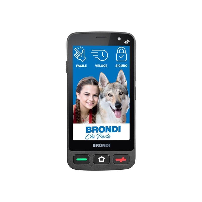 Brondi amico smartphone pocket 4g 4 tasti fisici tasto sos controllo remoto doppia fotocamera black