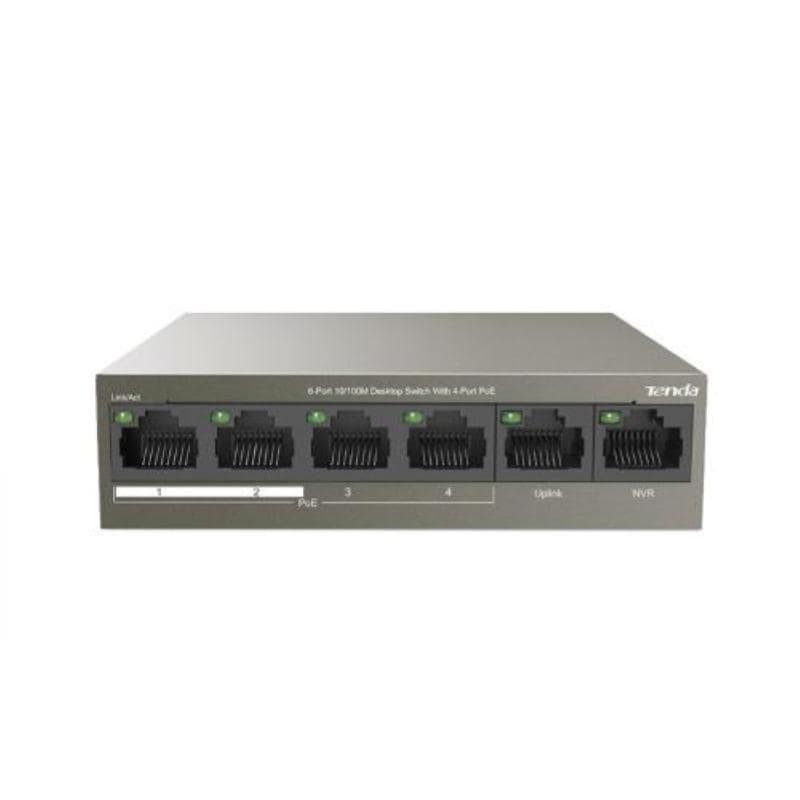 Tenda tef1106p-4-63w switch 6 porte lan 10-100m desktop 4 porte poe
