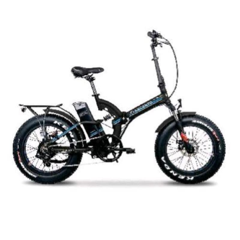Argento bimax plus bicicletta elettrica a pedalata assistita 250w ruote da 20 x 4 velocita` 25km/h autonomia 30/70 km nero blu