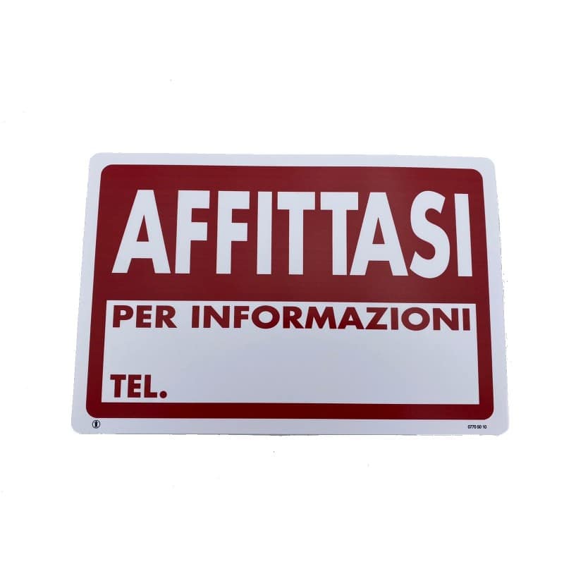 Cartello Dakota 20x30 cm AFFITTASI colore bianco e rosso