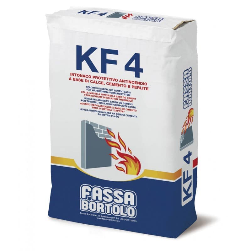 Intonaco Fassa KF4 protettivo antincendio a base di calce, cemento e perlite per interni ed esterni (Sacco da 25 Kg)