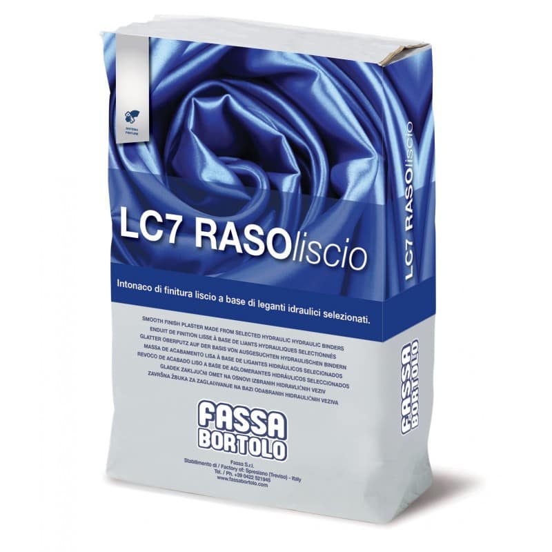 Intonaco Fassa Rasoliscio LC7 di finitura liscio a base di leganti idraulici selezionati (Sacco da 20 Kg)