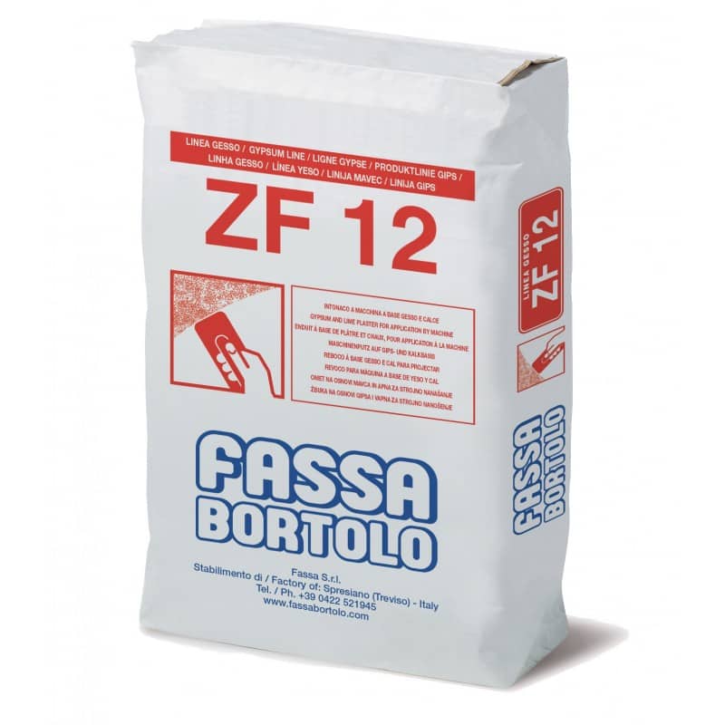 Intonaco di fondo Fassa ZF12 a base di gesso e calce per interni (Sacco da 25 Kg)