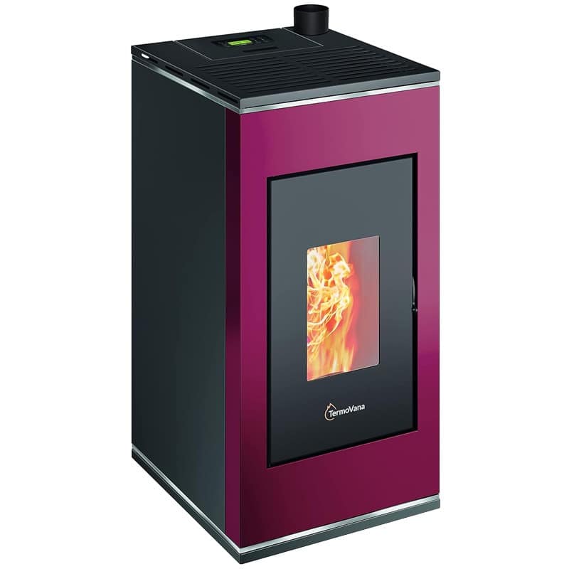 Stufa a pellet ermetica TermoVana Sofia 9,0 UP Rossa con uscita fumi superiore, 8kW
