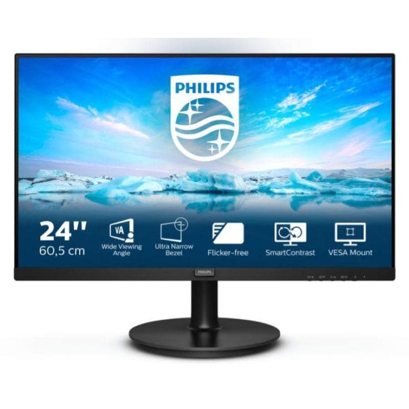 Philips v line 241v8l/00 23.8 led va formato 16:9 contrasto 3.000:1 1xvga 1xhdmi colore nero garanzia italia