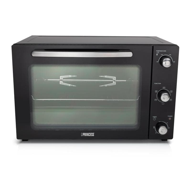 Princess 112761 deluxe forno a convezione ventilato 2000w 55 lt 5 impostazioni con girarrosto nero