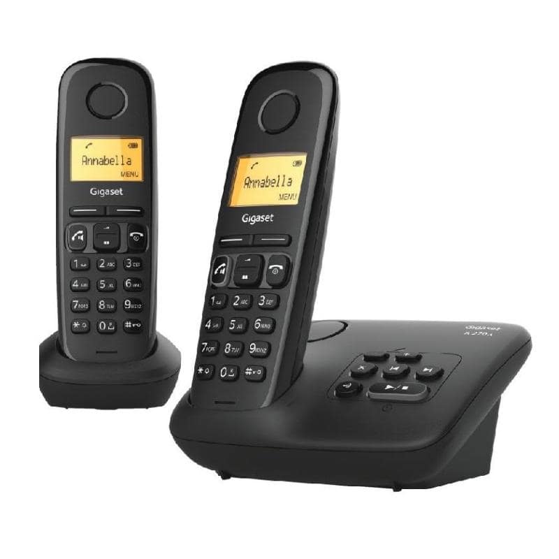 Gigaset a270a duo cordless dect con segreteria + 1 aggiuntivo colore nero